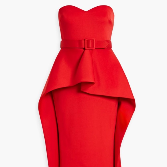 Strapless belted scuba gown - Picture 1 of 4